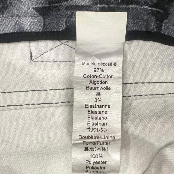 Kenzo Gray Black Blue Iridescent Floral Zip Ankle Stretch Skinny Jeans Sz 38 / 8 - Picture 9 of 12